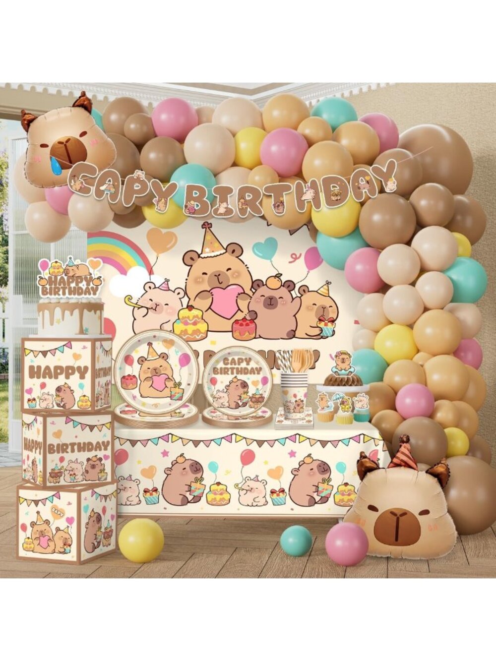 287Pcs Capybara Birthday Party Supplies - Complete Set for 25 Guests, Fun Decor!
